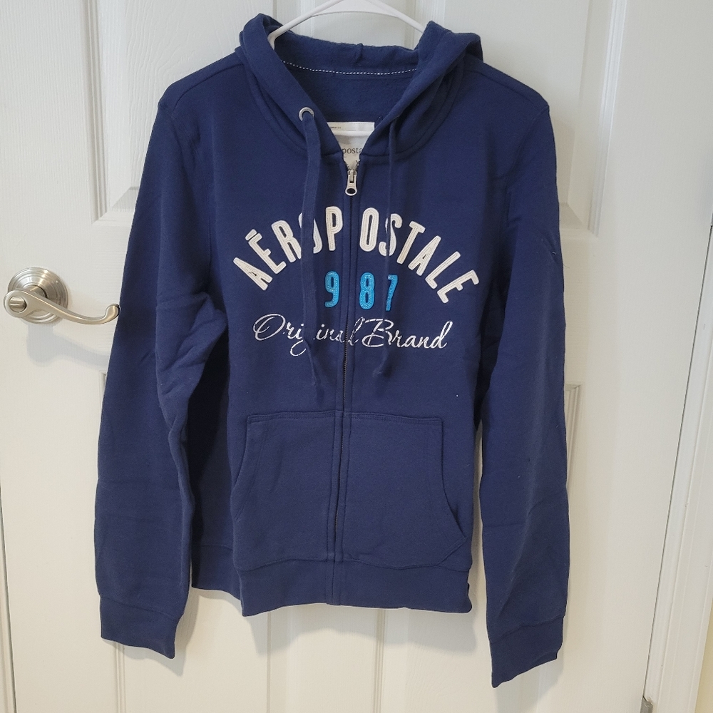 NWT Dark Blue XL Aeropostale Hooded Full Zip Jacket with Two Pockets